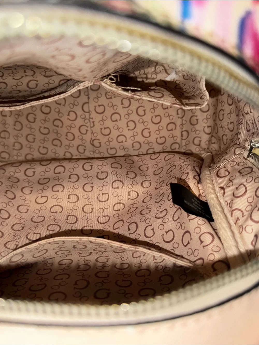 GUESS Pink Floral Mini Backpack with Multicolor Bloom Print